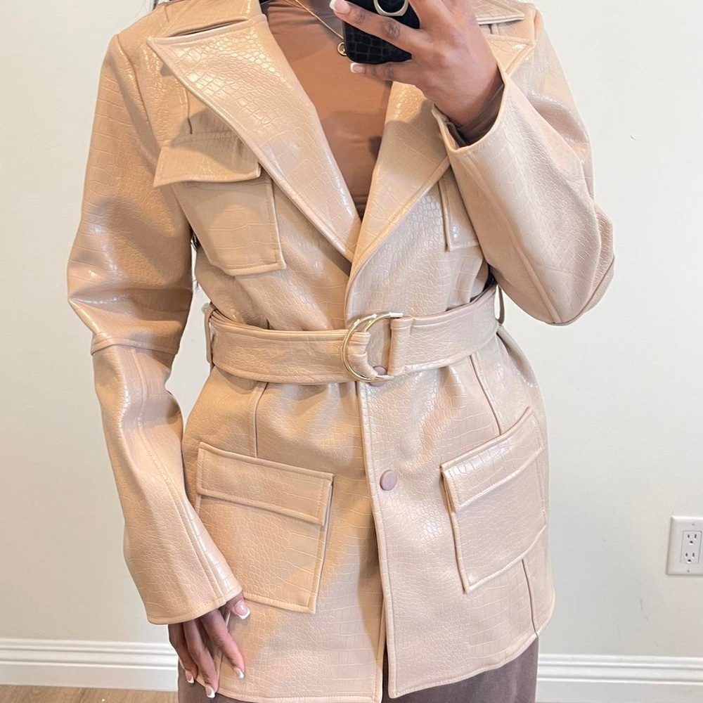Women's Tan Belted Jacket